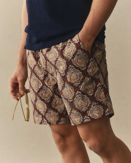 The Apres Short in Sangria Block Print