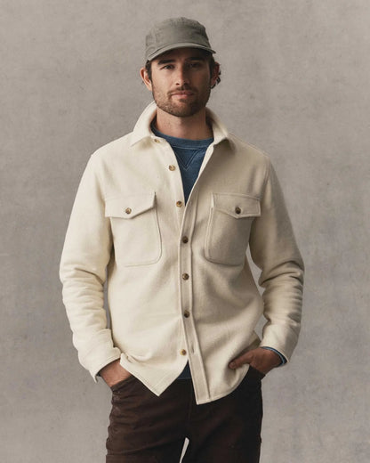 The Maritime Shirt Jacket in Vintage White Moleskin Twill