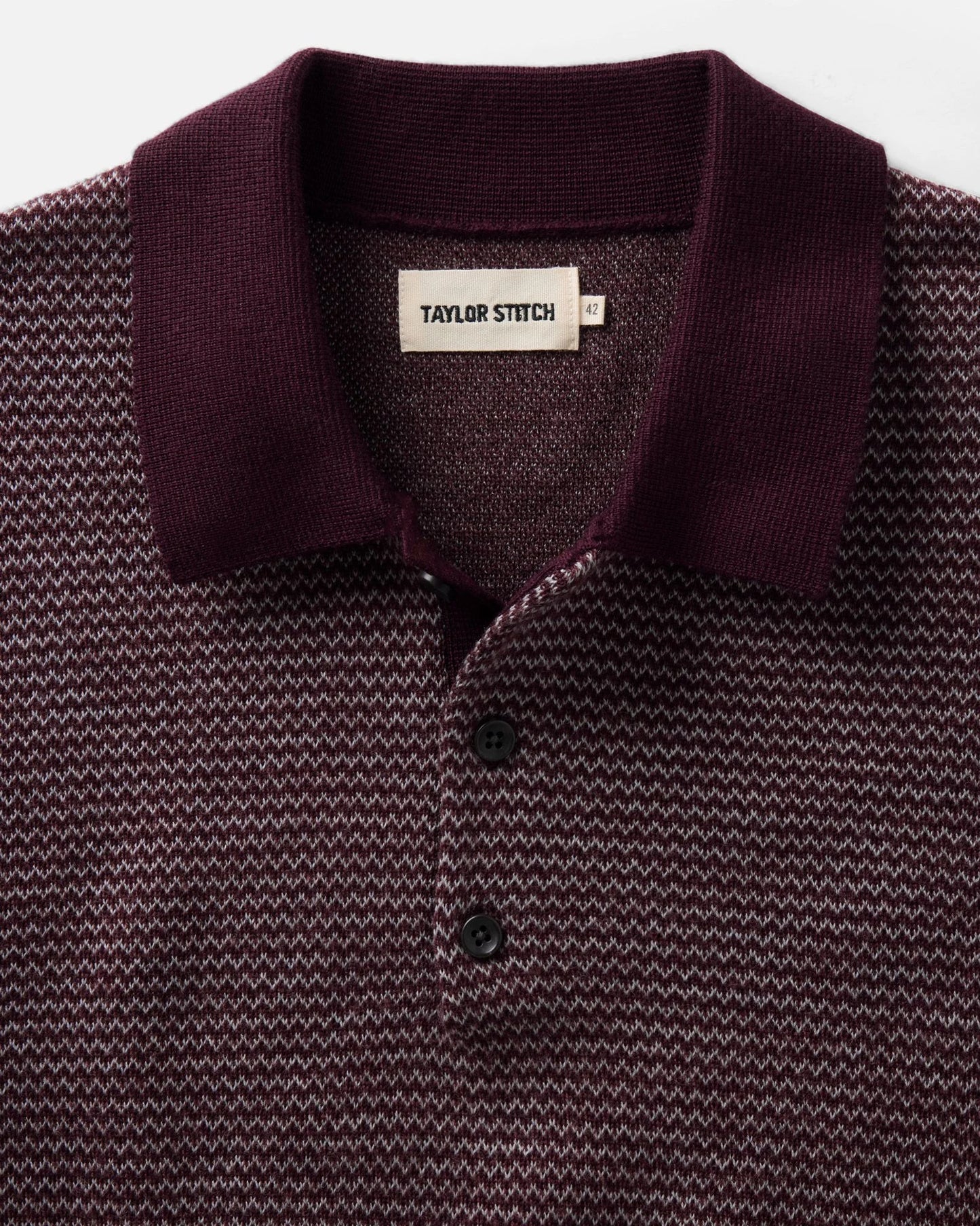 The Newton Sweater Polo in Burgundy Birdseye Merino