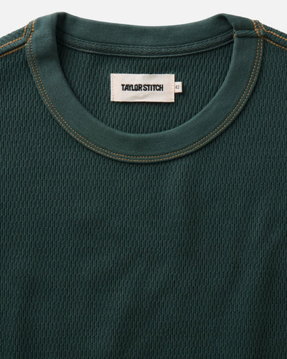 The Organic Cotton Short Sleeve Crew in Dark Forest Waffle