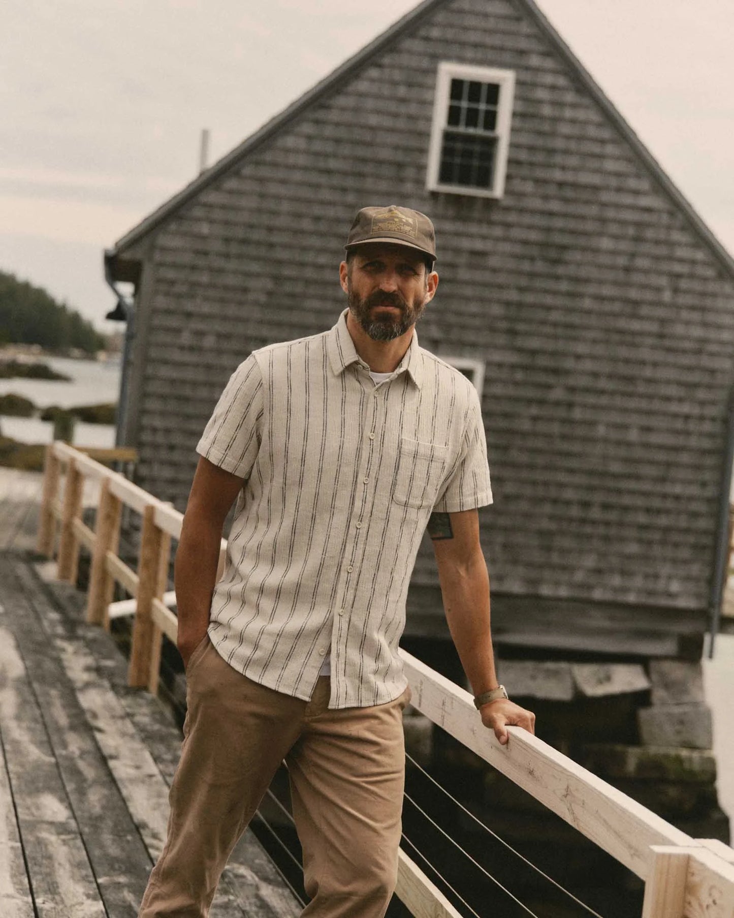 The Short Sleeve California in Tide Stripe Hacci