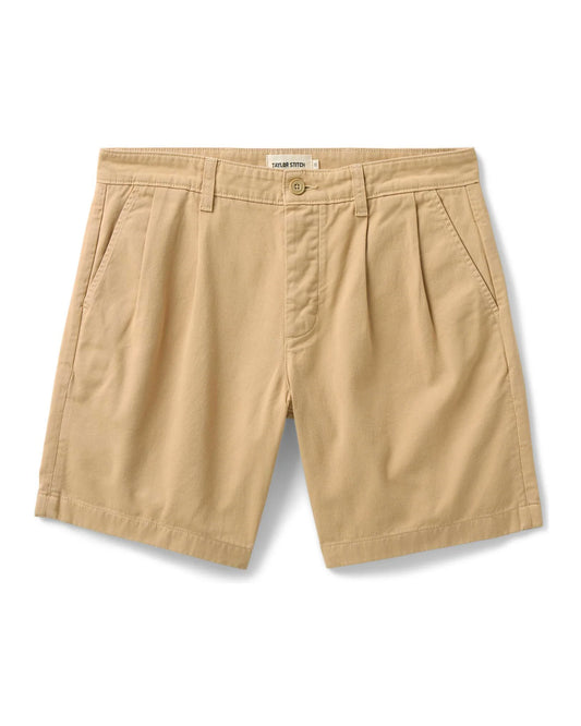 The Pleated Short in Organic Field Khaki Twill
