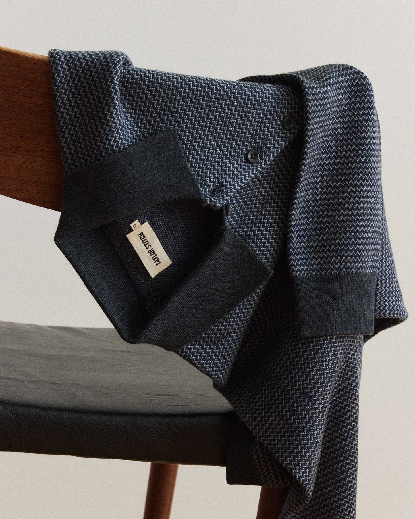 The Newton Sweater Polo in Navy Birdseye Merino