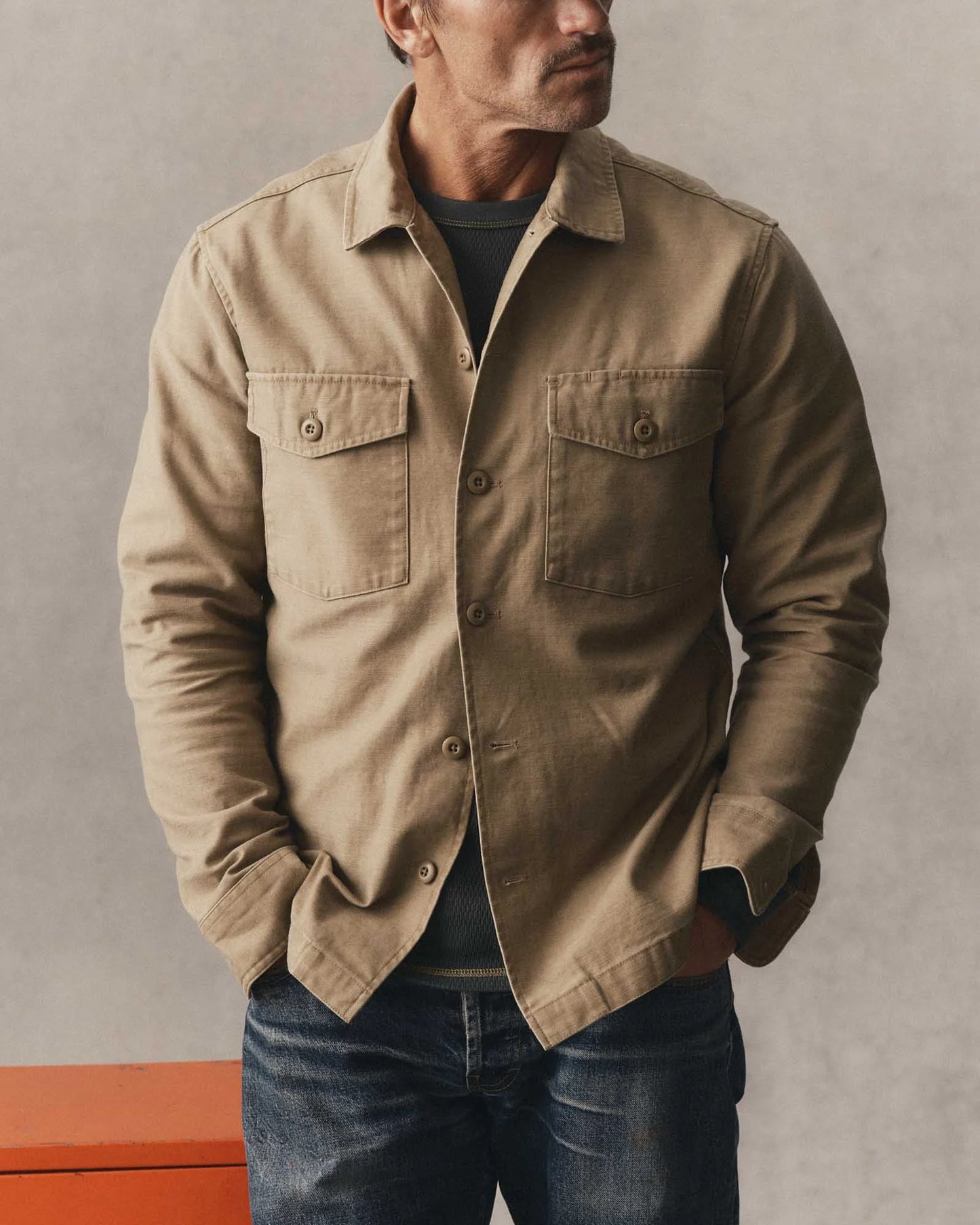 The Surplus Shirt in Field Khaki Reverse Sateen