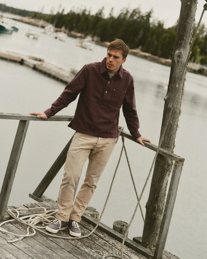 The Milton Overshirt in Burgundy Slub Denim