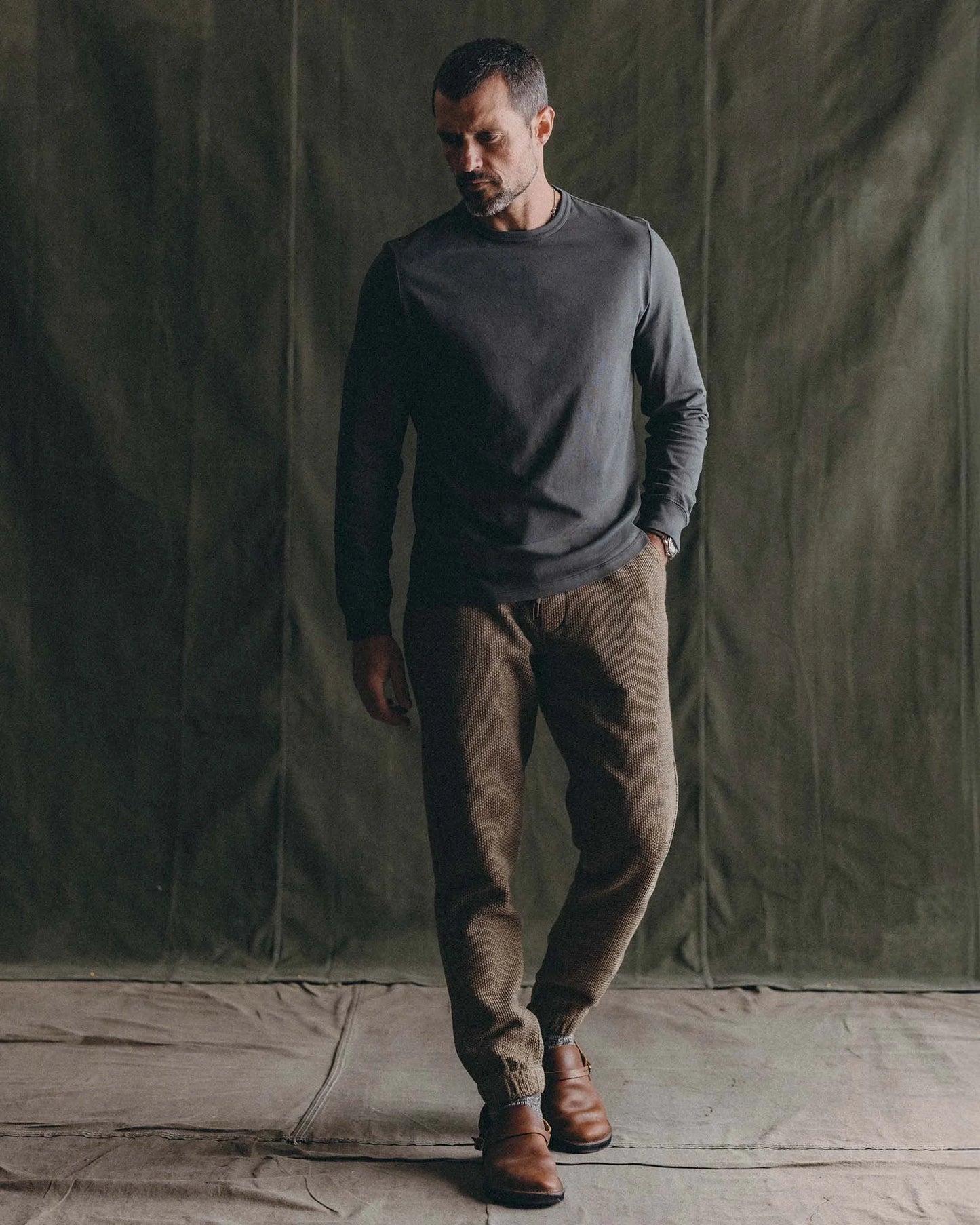 The Apres Pant in Cypress Sashiko