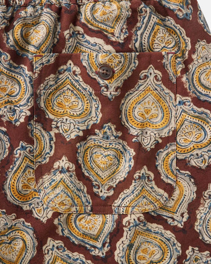 The Apres Short in Sangria Block Print