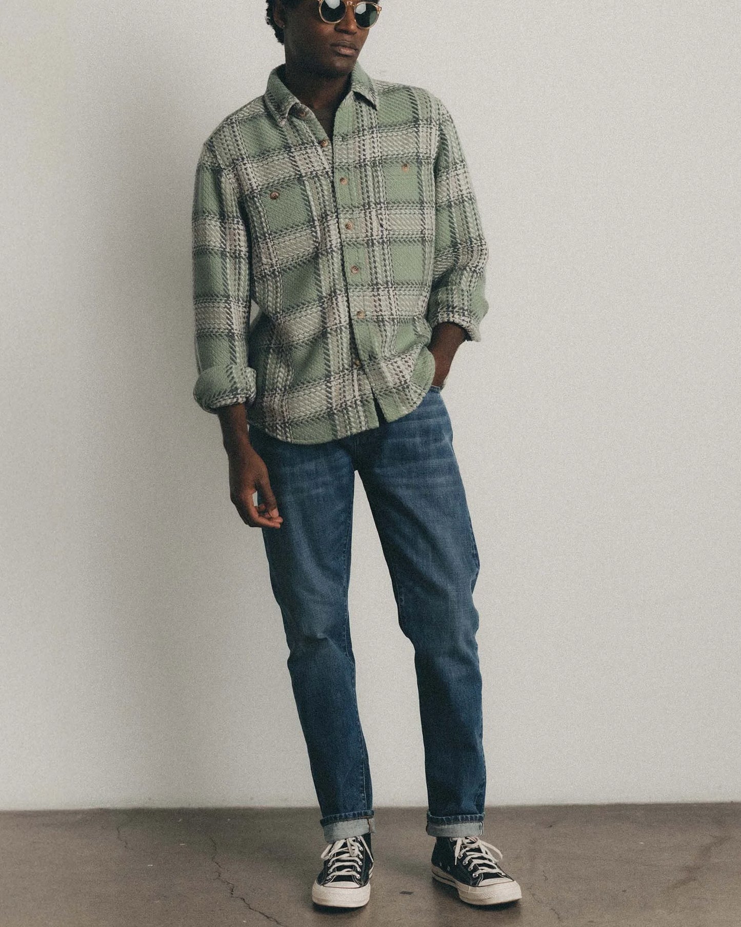The Cutter Overshirt in Sage Plaid