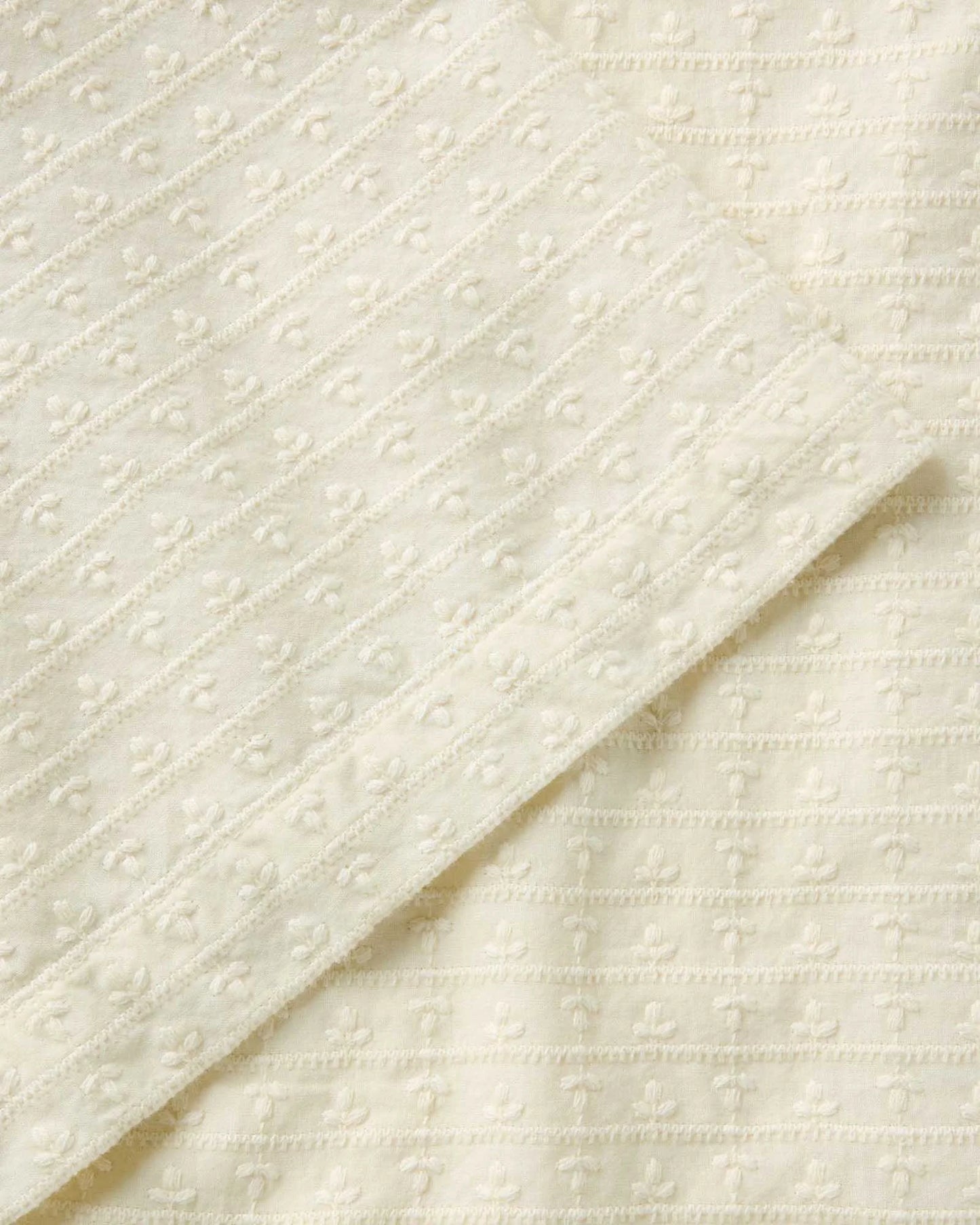 The Davis Shirt in Vintage White Embroidered Stripe
