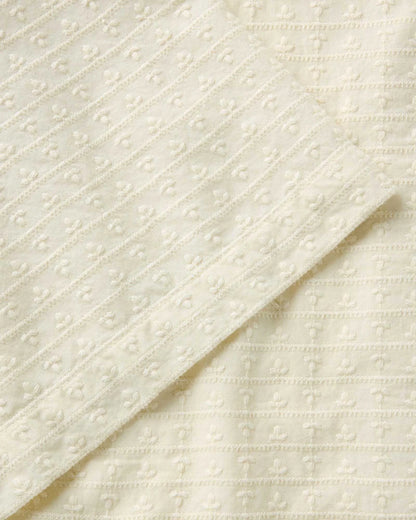 The Davis Shirt in Vintage White Embroidered Stripe