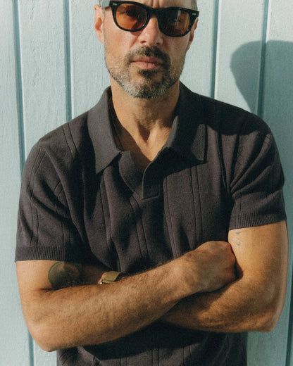 The Valencia Sweater Polo in Heather Coal Rib