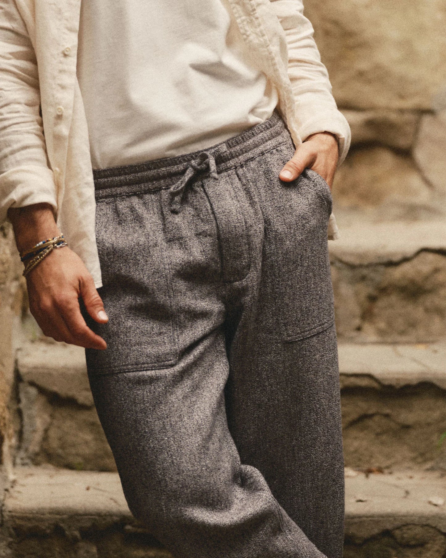 The Breakwater Pant in Grey Marl Hemp