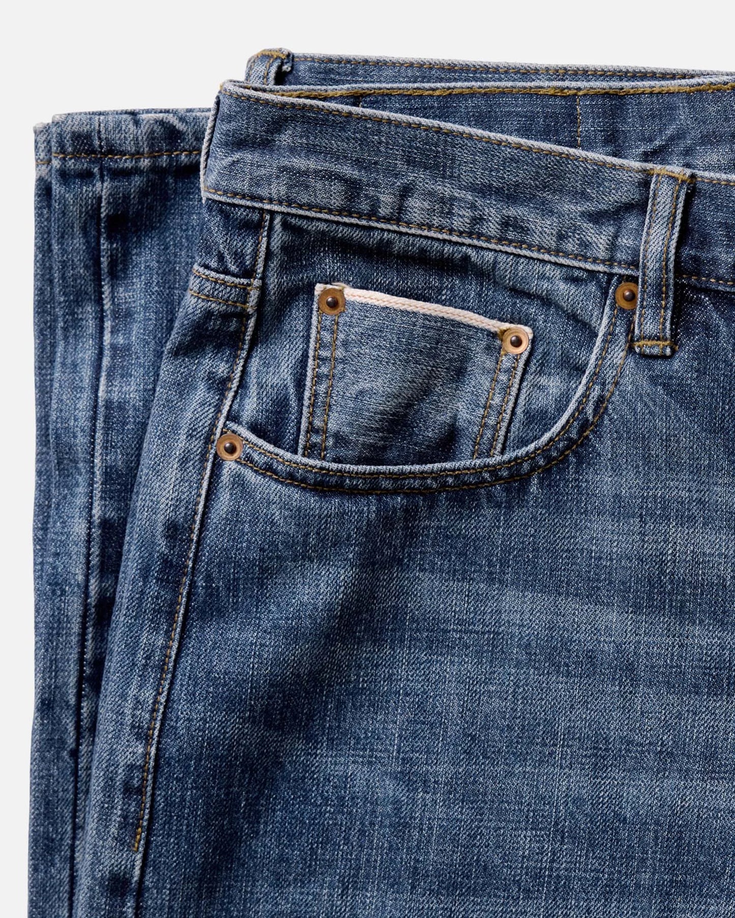 The Straight Jean in Mid Wash Organic Selvedge