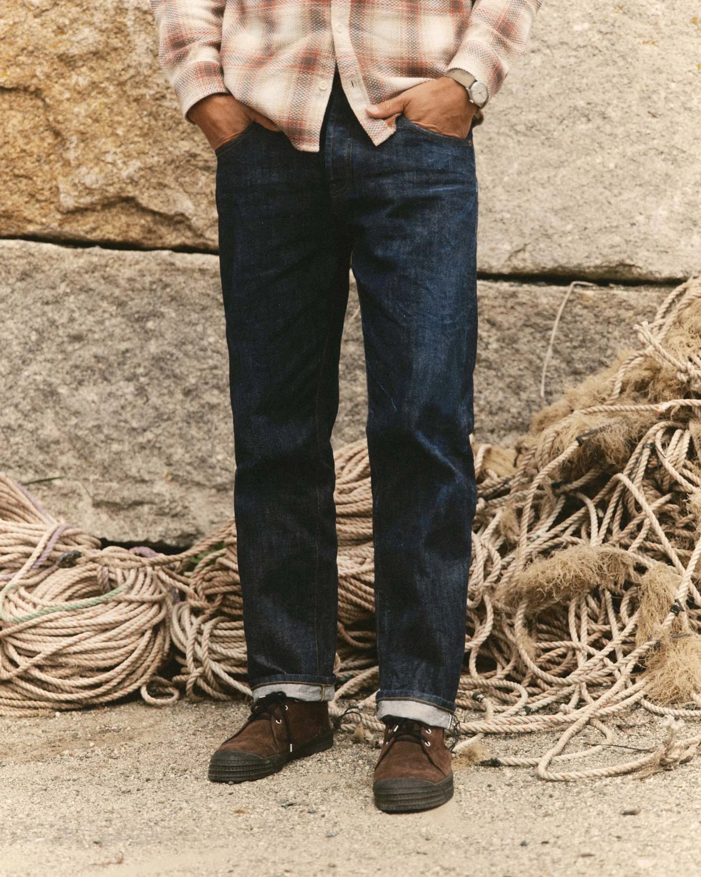 The Straight Jean in Rinsed Organic Selvedge