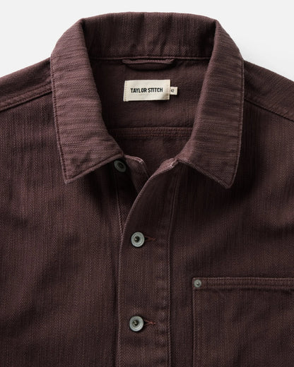 The Milton Overshirt in Burgundy Slub Denim