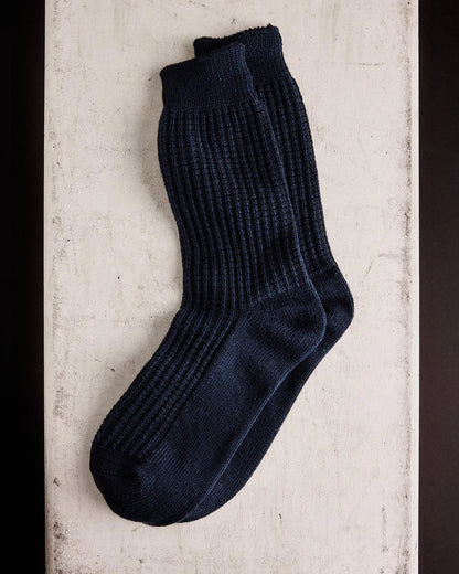 The Waffle Sock in Dark Navy