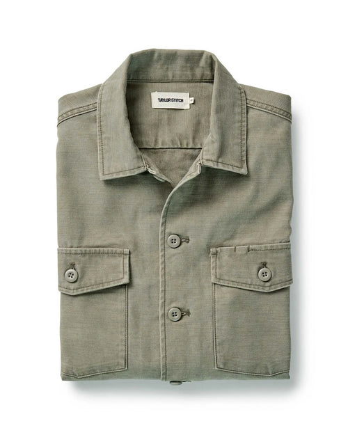 The Surplus Shirt in Field Olive Reverse Sateen