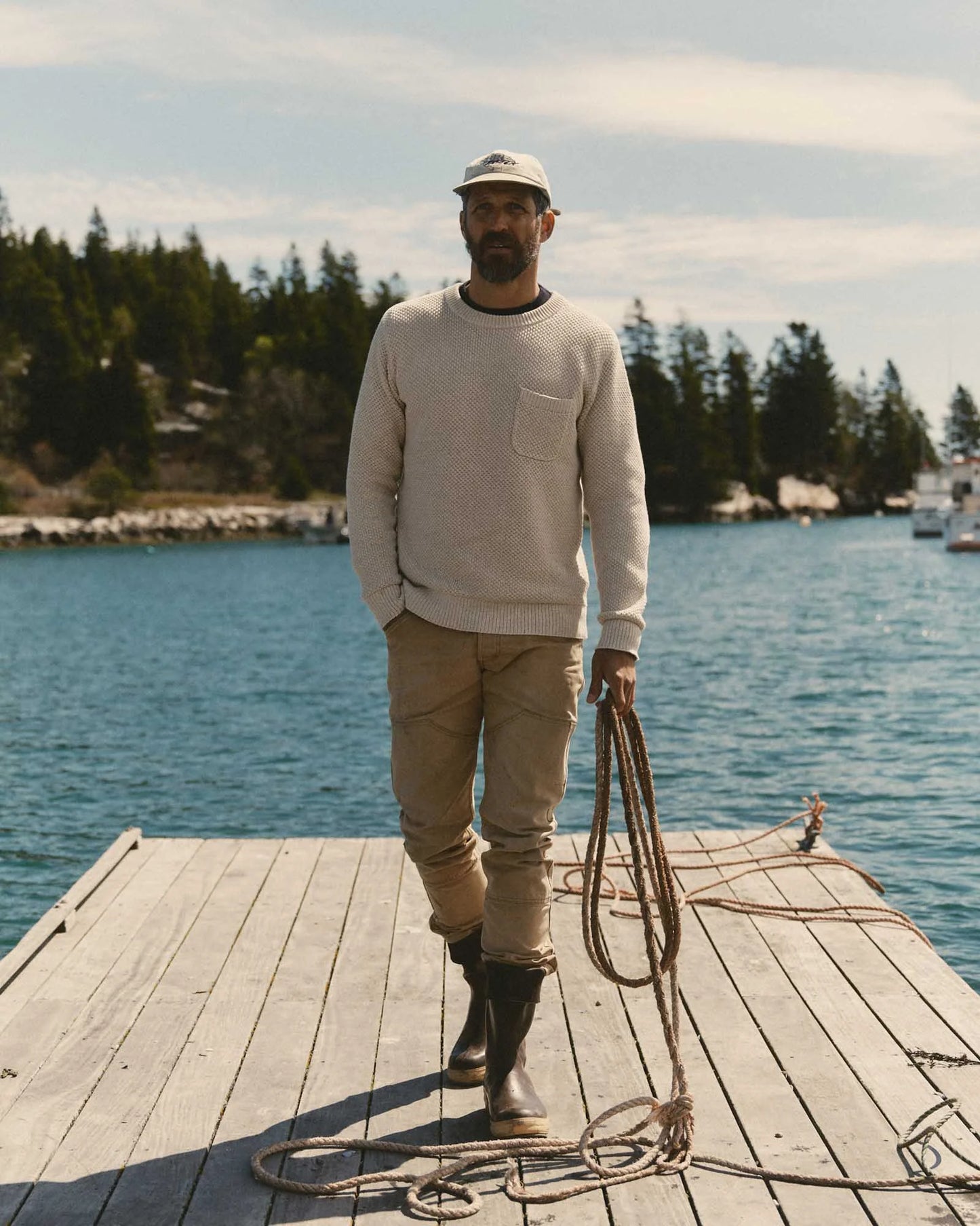 The Crawford Crew Sweater in Marled Natural