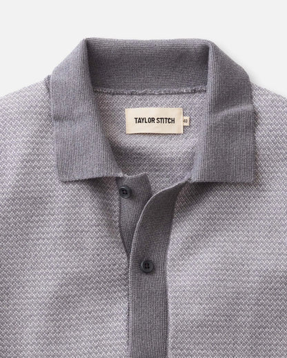 The Nichols Polo in Heather Grey Birdseye Merino