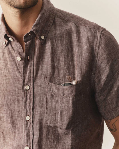 The Short Sleeve Jack in Burgundy Linen