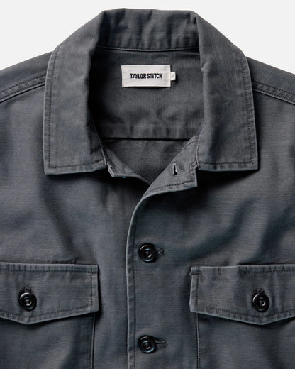 The Surplus Shirt in Faded Black Reverse Sateen