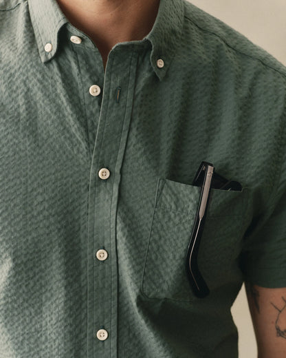The Short Sleeve Jack in Deep Sea Seersucker