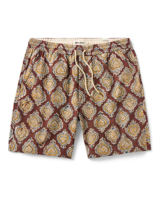 The Apres Short in Sangria Block Print