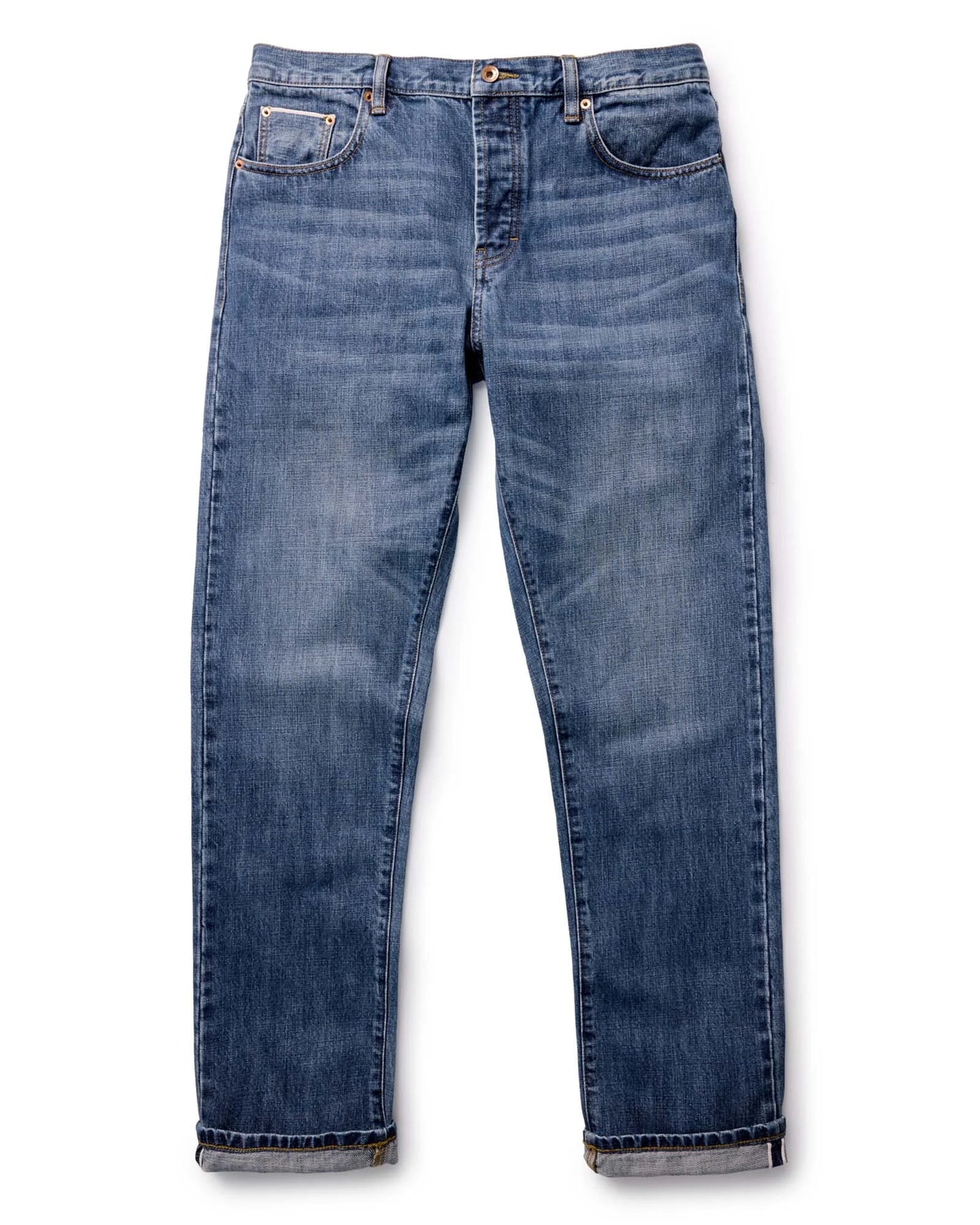 The Straight Jean in Mid Wash Organic Selvedge