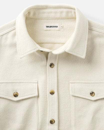 The Maritime Shirt Jacket in Vintage White Moleskin Twill