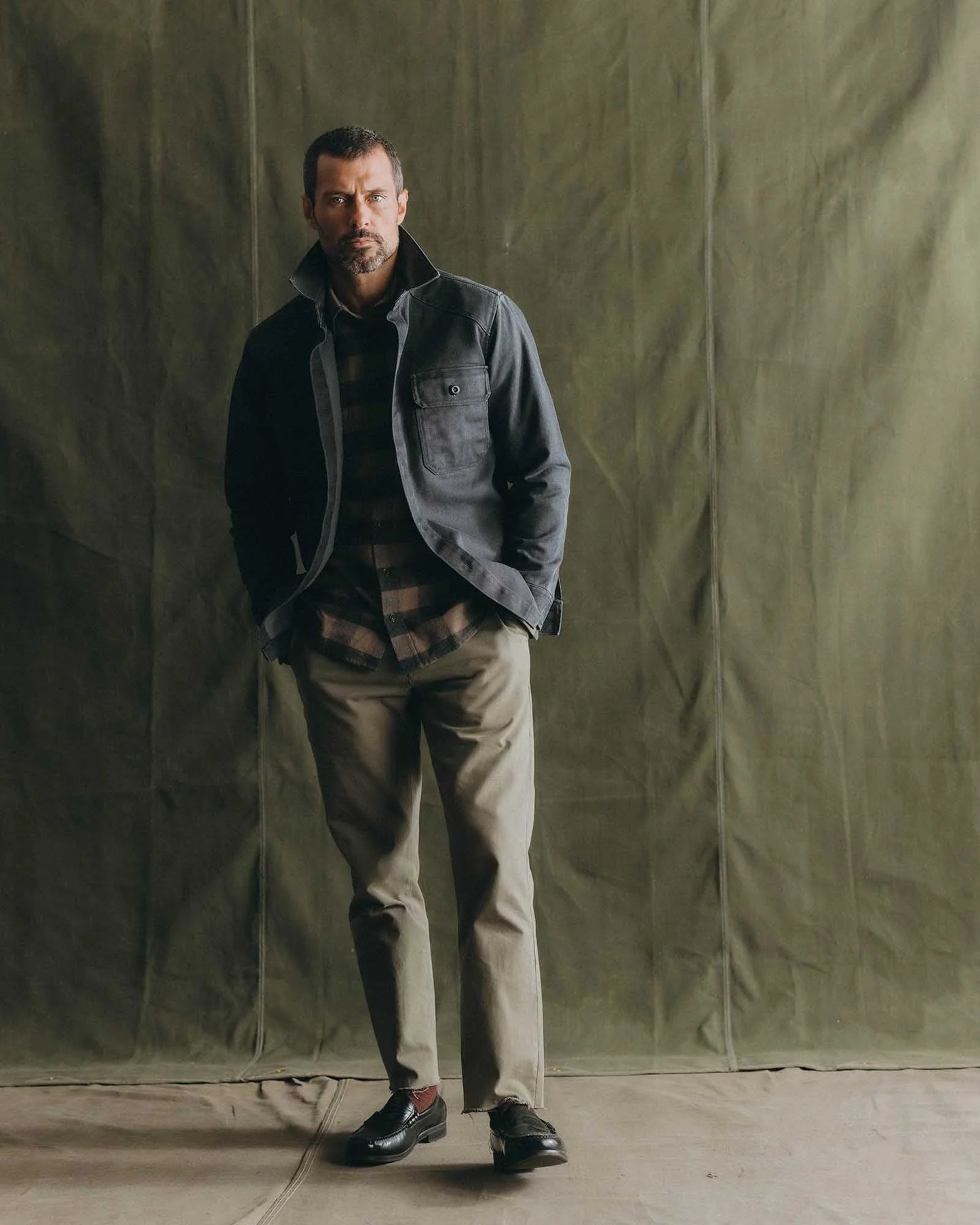 The Shop Shirt in Coal Chipped Canvas