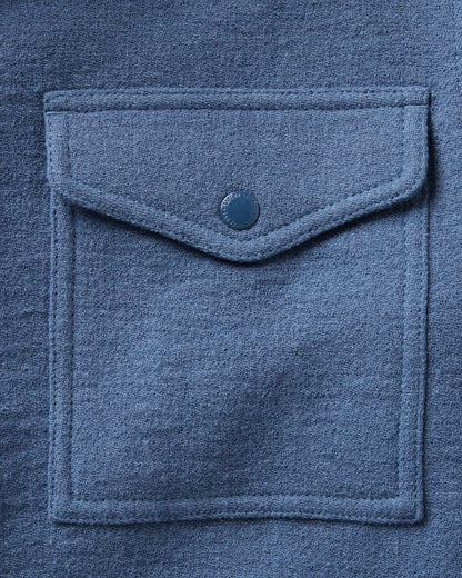 The Kenne Shirt Jacket in Blue Fog Cotton Wool Crepe