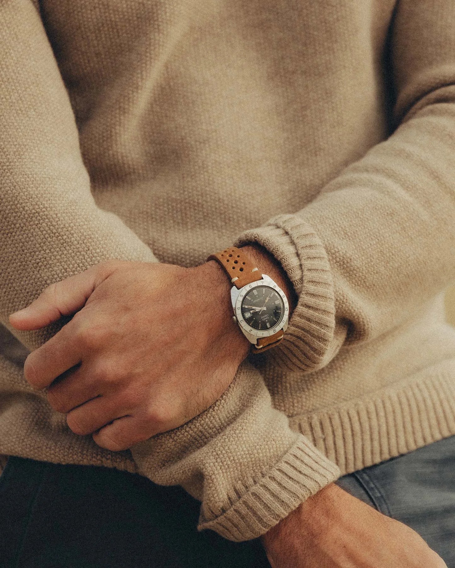 The Newton Sweater Polo in Heather Oatmeal