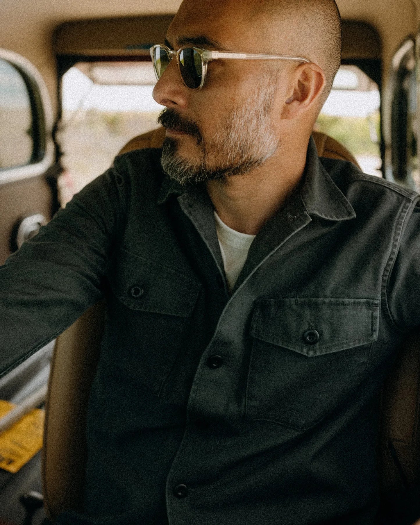 The Surplus Shirt in Faded Black Reverse Sateen