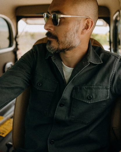 The Surplus Shirt in Faded Black Reverse Sateen