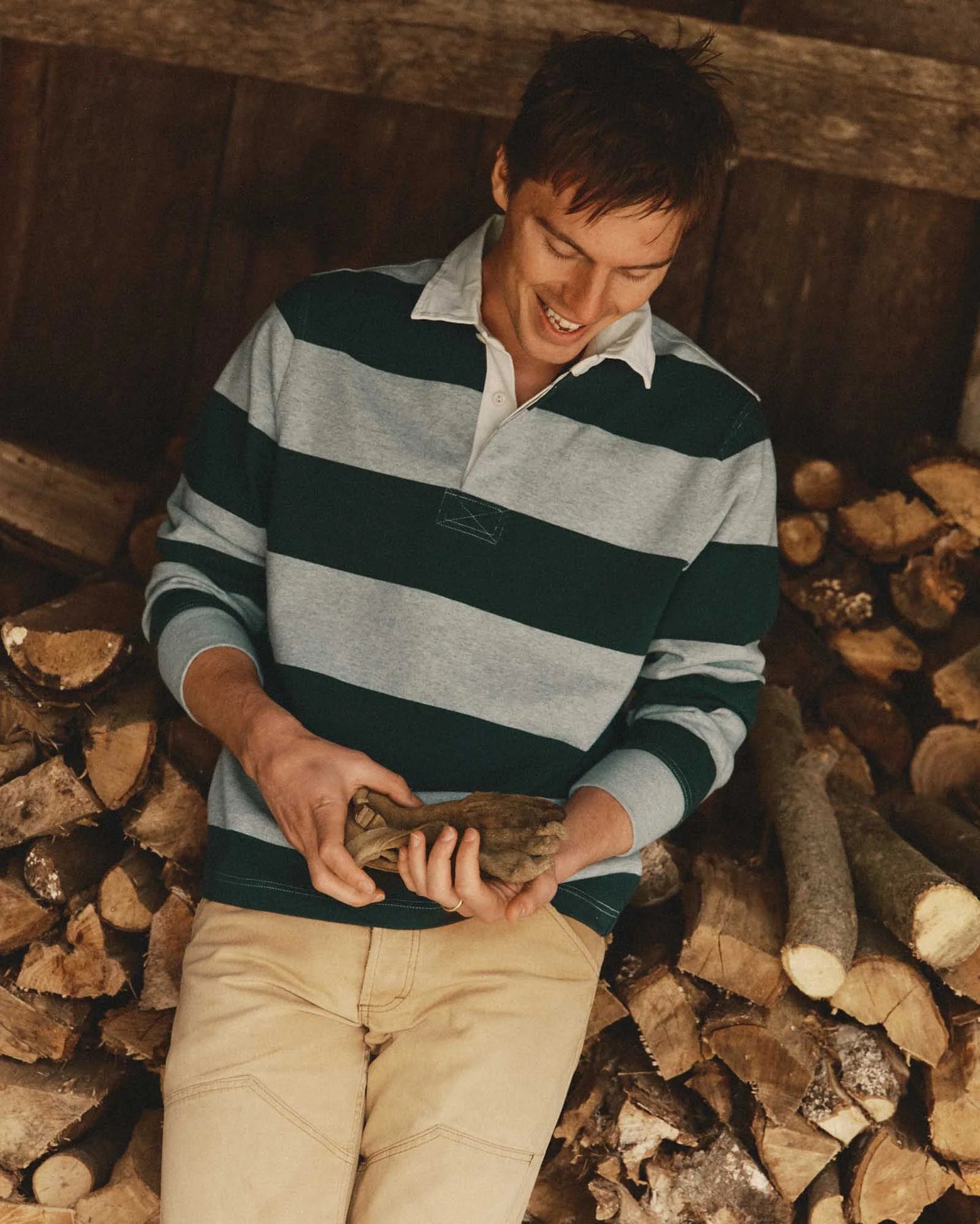 The Rugby Shirt in Dark Forest Stripe