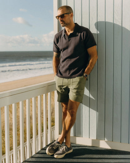 The Valencia Sweater Polo in Heather Coal Rib