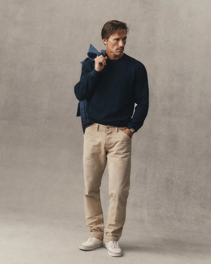 The Organic Cotton Crew in Dark Navy Waffle