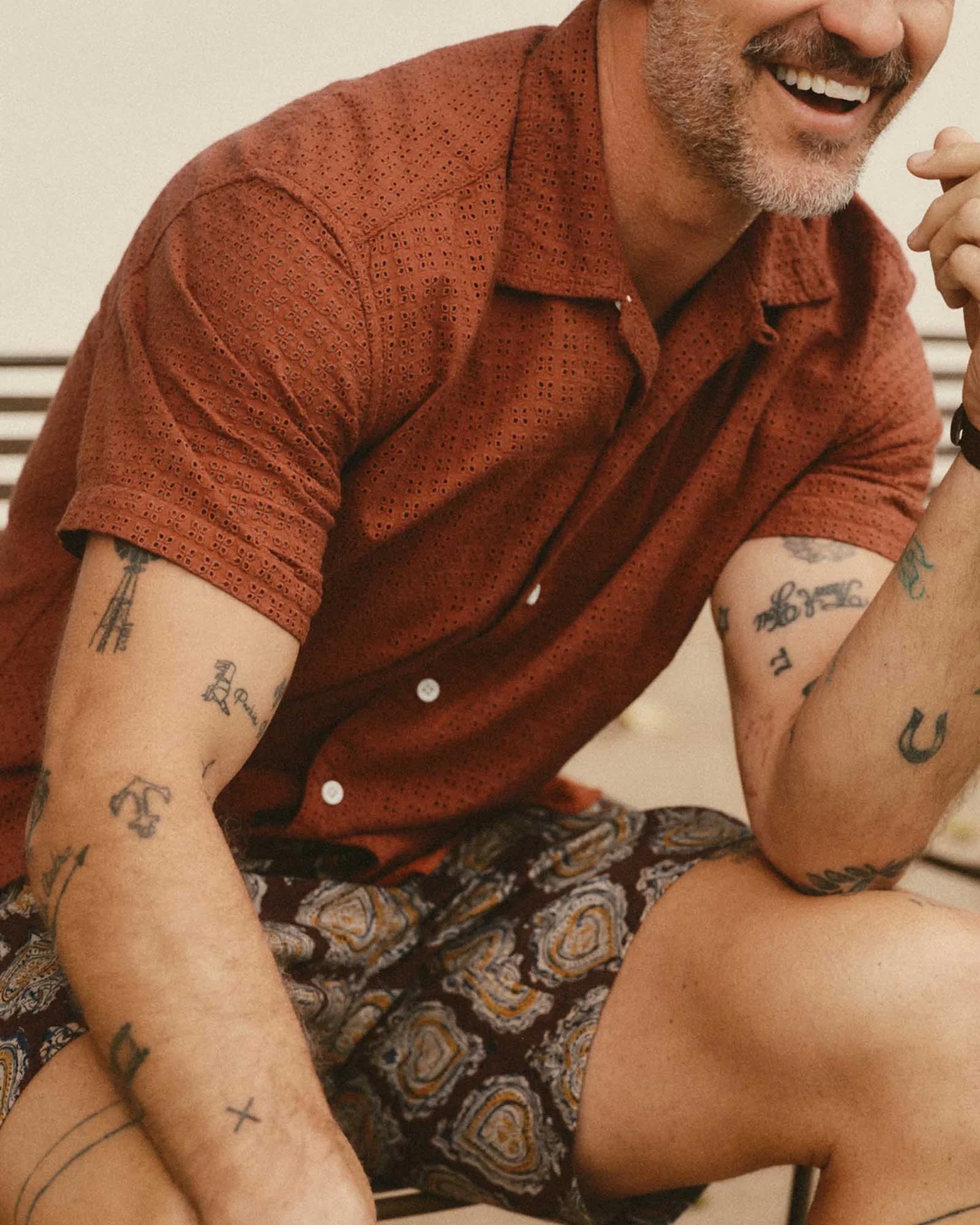 The Davis Shirt in Driftwood Eyelet