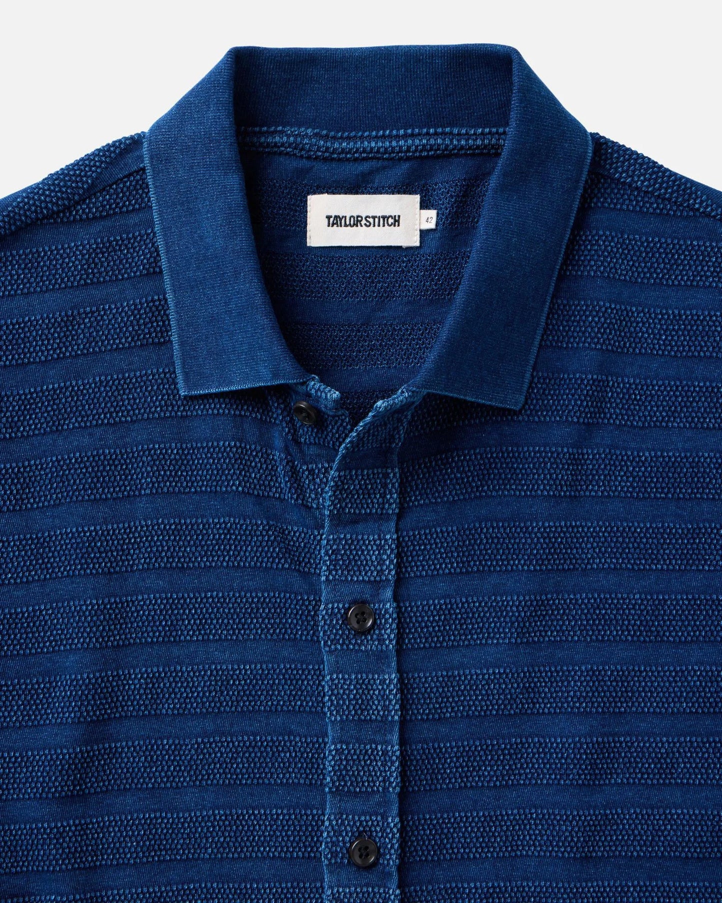 The Bywater Polo in Rinsed Indigo Knit Stripe