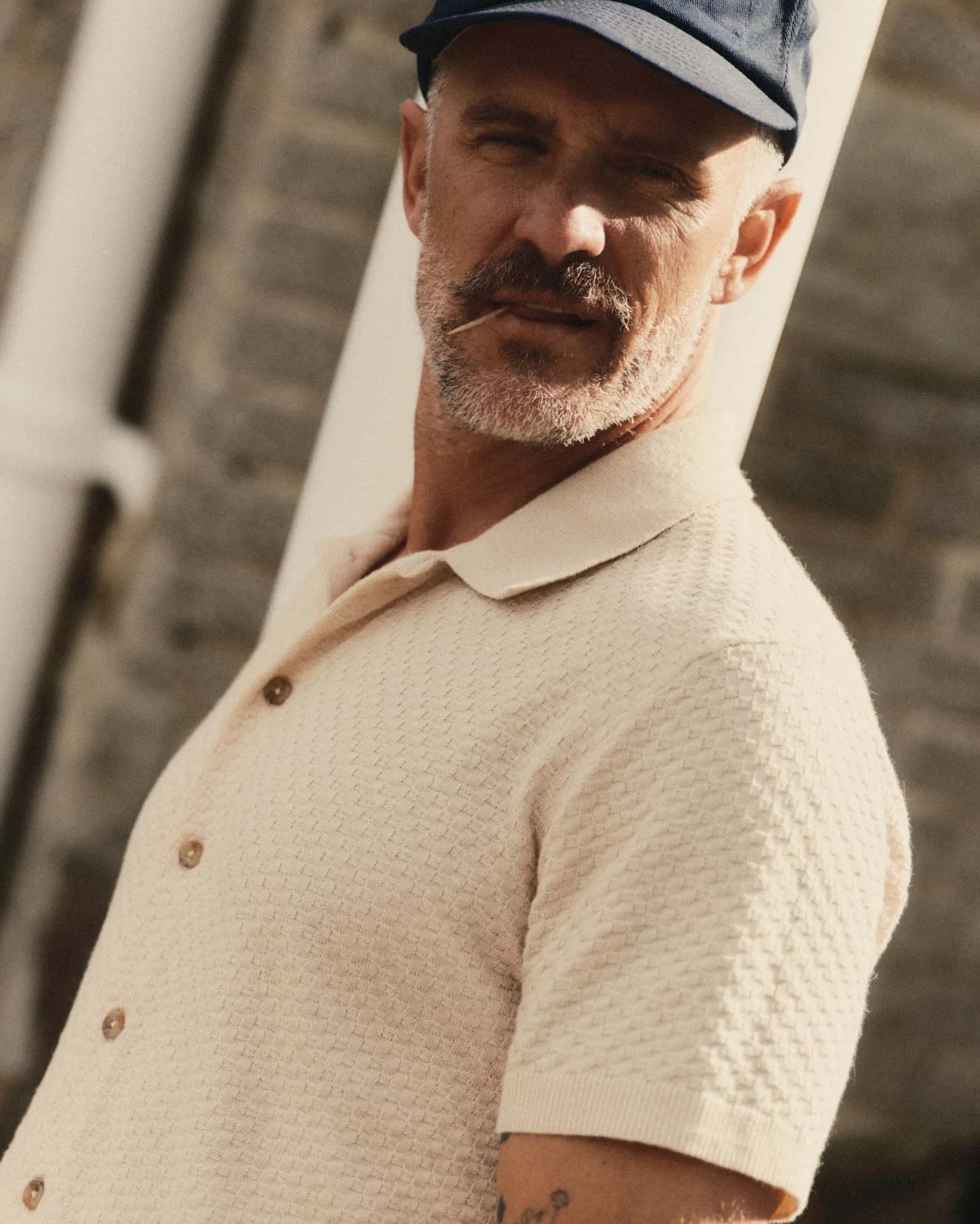 The Arlo Sweater Polo in Oat Texture Knit