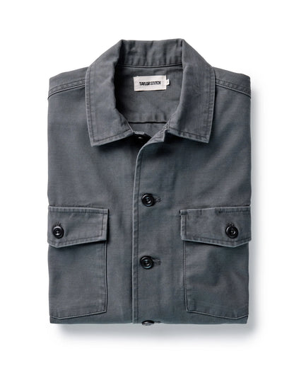 The Surplus Shirt in Faded Black Reverse Sateen