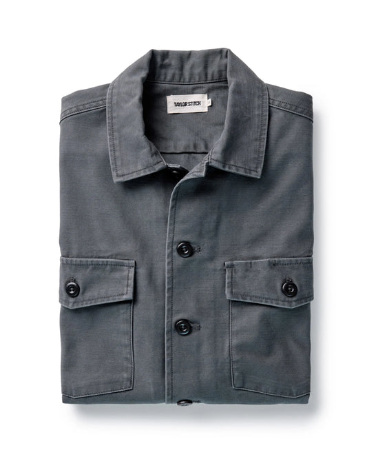 The Surplus Shirt in Faded Black Reverse Sateen