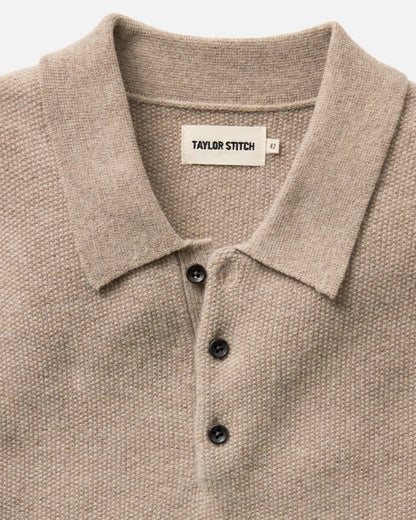 The Newton Sweater Polo in Heather Oatmeal