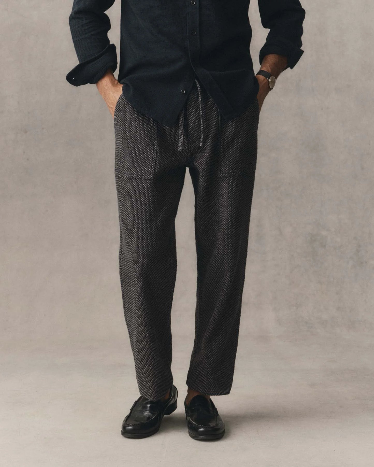 The Breakwater Pant in Charcoal Sashiko