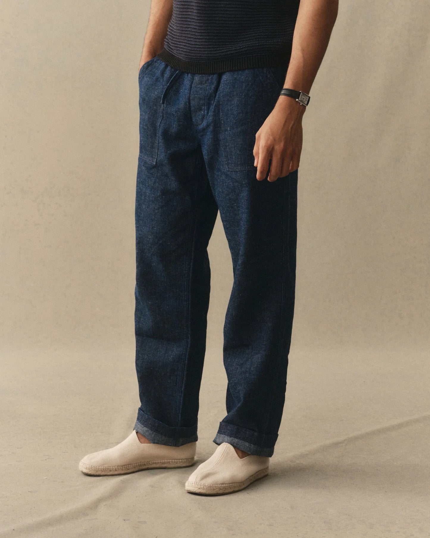 The Breakwater Pant in Rinsed Indigo Hemp Denim