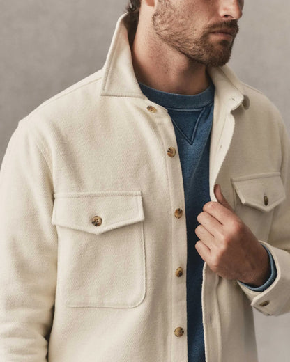 The Maritime Shirt Jacket in Vintage White Moleskin Twill
