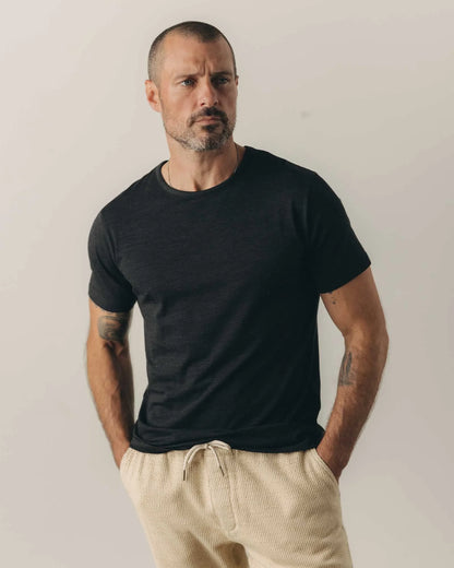 The Merino Tee in Heather Black