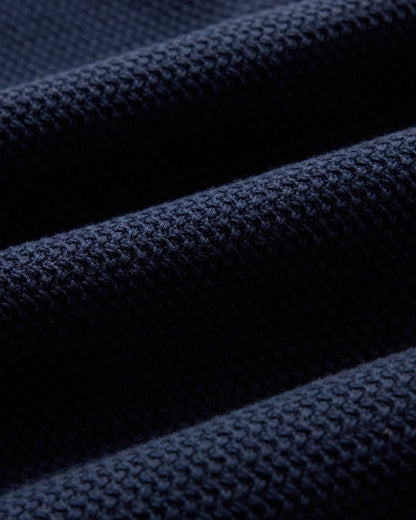 The Button Down Polo in Dark Navy Crochet