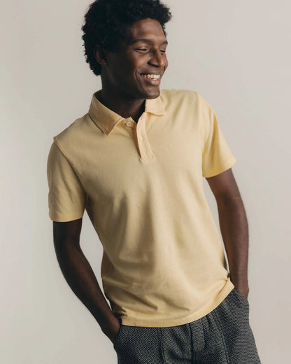 The Cotton Hemp Polo in Straw Pique