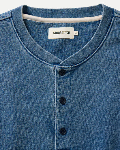 The Sunset Henley in Washed Indigo Terry